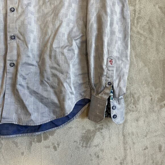 Robert Graham Men’s Blue Checkered Long Sleeve Flip Cuff Button Up Shirt Size M - Picture 2 of 8